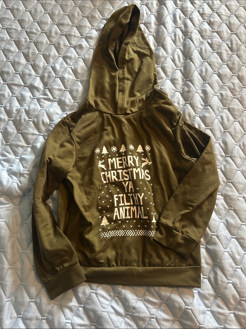 SHEIN Olive Green Pullover Hoodie
